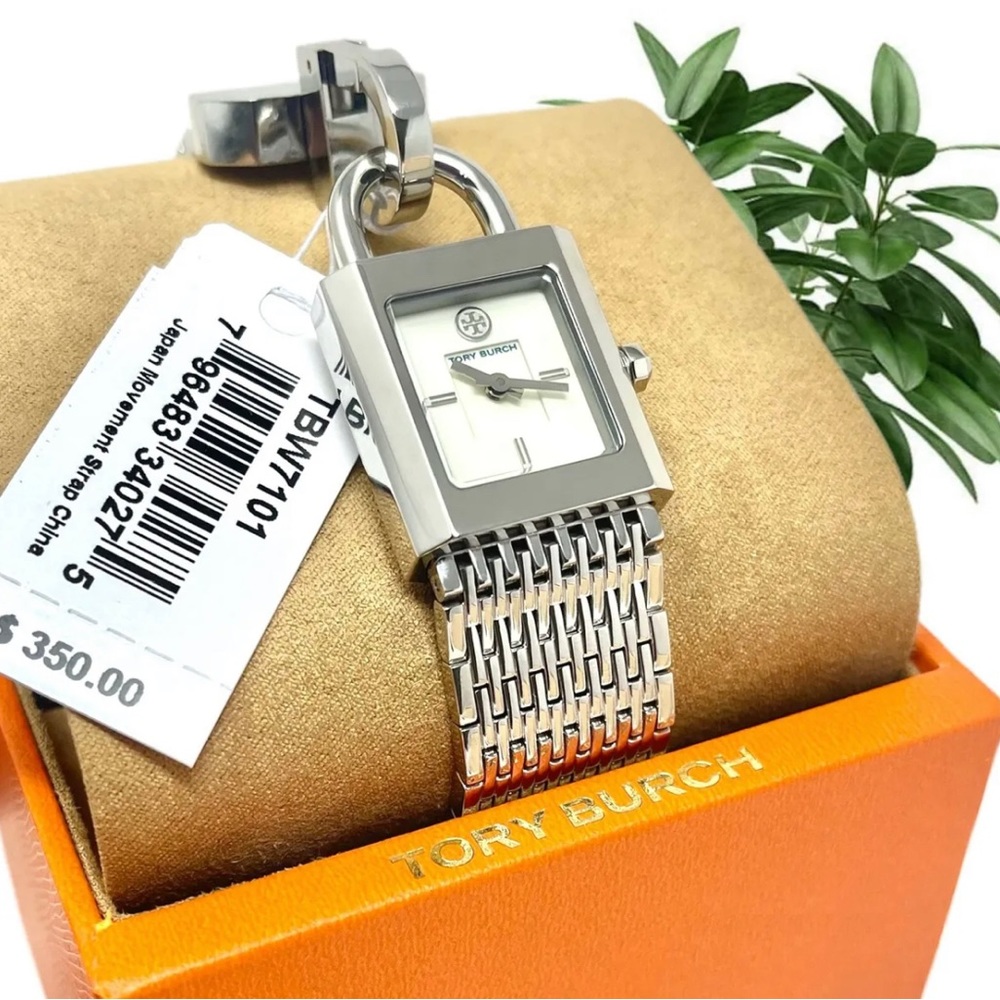 NWOT Tory Burch Surrey Watch in Silver tone Lock Bracelet